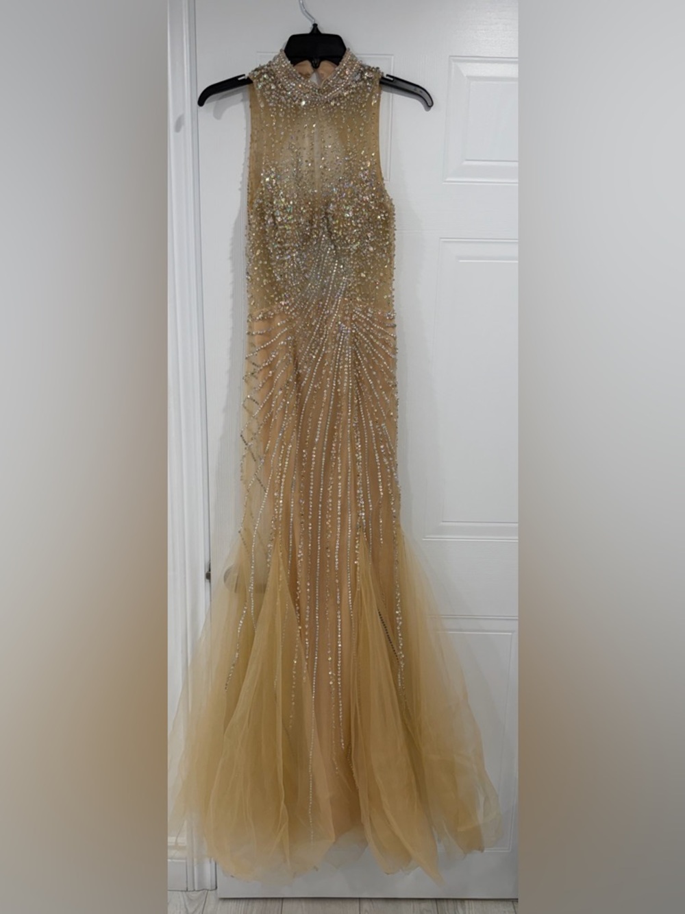 Camille La Vie | Beaded Nude Evening Dress